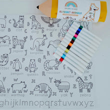 Load image into Gallery viewer, Colour Me Kids - Alphabet Animals - Washable, Reusable Colouring-In Solo Mats - PREORDER DUE MID NOVEMBER