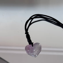 Load image into Gallery viewer, Moon Ritual - Fluorite Heart Necklace | 3cm Crystal Heart Pendant on Rope | Healing Crystal for Clarity & Christmas Crystal Gift