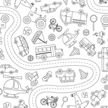 Load image into Gallery viewer, Colour Me Kids - Wheels in Motion - Washable, Reusable Colouring In Tablecloth Set - PREORDER DUE MID NOVEMBER