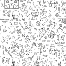 Load image into Gallery viewer, Colour Me Kids - Merry Magic - Washable, Reusable Colouring In Tablecloth Set - PREORDER DUE MID NOVEMBER
