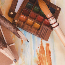 Load image into Gallery viewer, Arts By Nature - Earth Watercolour Palette - Discontinued - wooden palette slightly warped