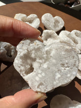 Load image into Gallery viewer, Moon Rituals - Agate Heart with natural druzy cave (4cm). Grounding, calming and protective—perfect gift for altar décor, meditation. christmas crystal gift.