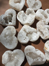 Load image into Gallery viewer, Moon Rituals - Agate Heart with natural druzy cave (4cm). Grounding, calming and protective—perfect gift for altar décor, meditation. christmas crystal gift.