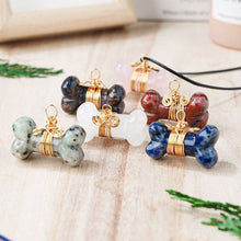 Load image into Gallery viewer, Moon Ritual - Bone-Shaped Crystal Necklace - Clear Quartz, Rose Quartz &amp; Sodalite | Healing &amp; Christmas Crystal Gift

