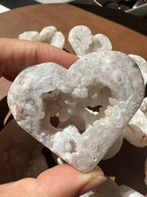 Load image into Gallery viewer, Moon Rituals - Agate Heart with natural druzy cave (4cm). Grounding, calming and protective—perfect gift for altar décor, meditation. christmas crystal gift.
