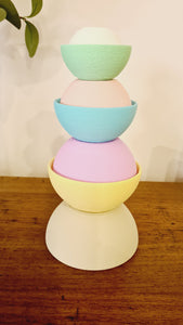 Little Explorer Eco Toys - Textured Stacking eco play bowls in pastel