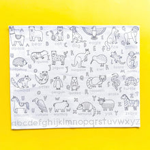 Load image into Gallery viewer, Colour Me Kids - Alphabet Animals - Washable, Reusable Colouring-In Solo Mats - PREORDER DUE MID NOVEMBER
