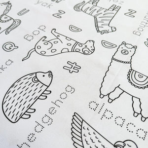 Colour Me Kids - Alphabet Animals Colouring In Tablecloth