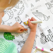 Load image into Gallery viewer, Colour Me Kids - Alphabet Animals Colouring In Tablecloth

