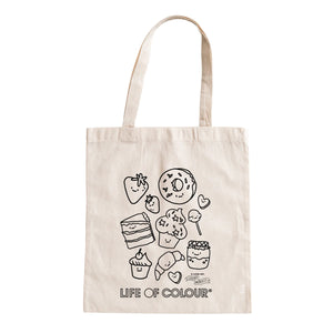 Life Of Colour - Colour-In Lineart Canvas Tote Bags - Sweets