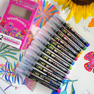 Life Of Colour - Wildflowers Brush Tip Acrylic Paint Pens - Set of 12