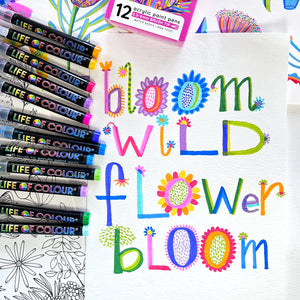 Life Of Colour - Wildflowers Brush Tip Acrylic Paint Pens - Set of 12