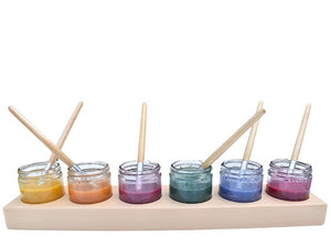 Eco Art and Craft - WOODEN PAINT POT HOLDER WITH GLASS JARS (60ML)