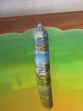 Load image into Gallery viewer, Moon Ritual - Blue Aragonite Tower Point Generator - Calming, Communication, Healing Crystal

