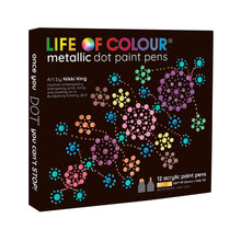 Load image into Gallery viewer, Life Of Colour - Metalliic Dot Markers Acrylic Paint Pens - Set of 12

