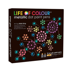 Life Of Colour - Metalliic Dot Markers Acrylic Paint Pens - Set of 12