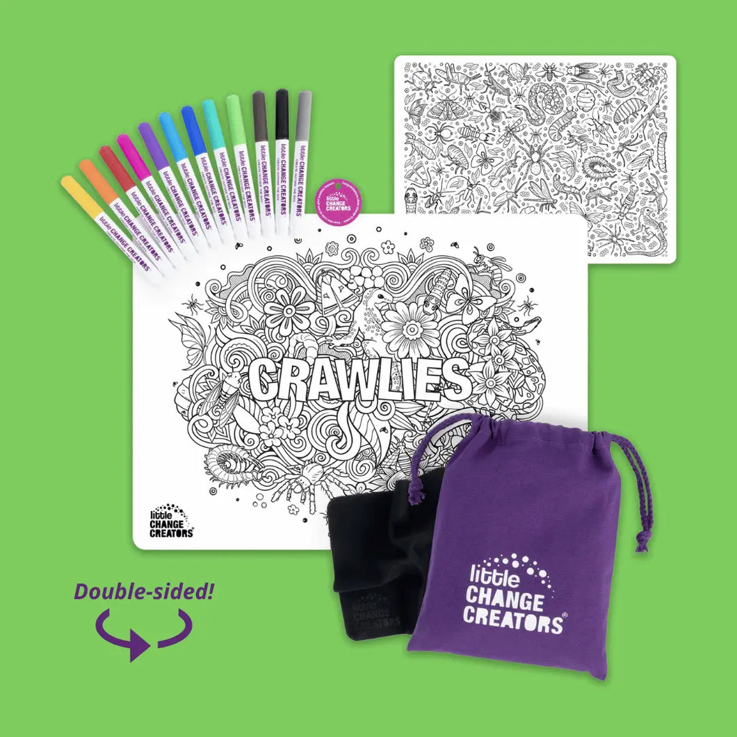 Little Change Creators - Crawlies | Re-Fun-Able™ Silicone Colouring Placemat