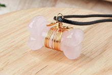 Load image into Gallery viewer, Moon Ritual - Bone-Shaped Crystal Necklace - Clear Quartz, Rose Quartz &amp; Sodalite | Healing &amp; Christmas Crystal Gift
