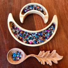 Load image into Gallery viewer, Beadie Bug Play - Wooden Crescent Moon Trinket Tray Small
